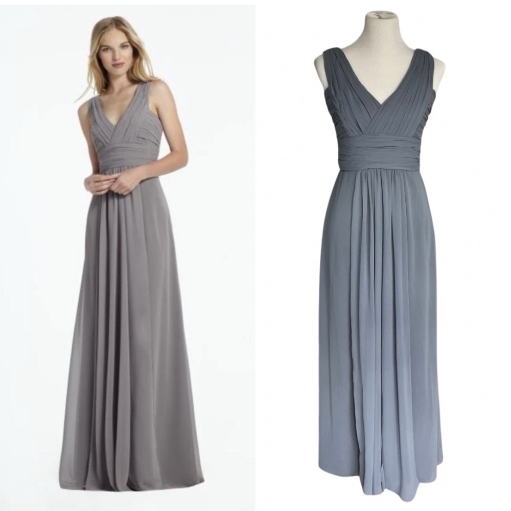 Monique Lhuillier Bridesmaids Gray Maxi Dress